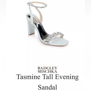 NWB Badgley Mischka Tasmine Tall Evening Sandals Baby Blue Jeweled Toe 8.5